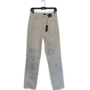 EXPRESS Women Jeans, Acid Wash Raw Hem Modern Straight High Rise Jeans, Sz 6L